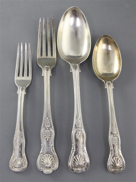 A matched part service of Georgian and later silver Kings pattern flatware, 41.5 oz.